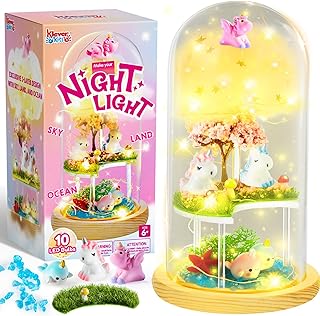 Klever Kits Unicorn Gifts for Girls,Art and Crafts for Kids Age 6 7 8-12,Make Your Own Unicorn Night Light,Unicorn Kit for Gifts Girls, Unicorns Terrarium Kit for Kids,Girls Birthday Presents