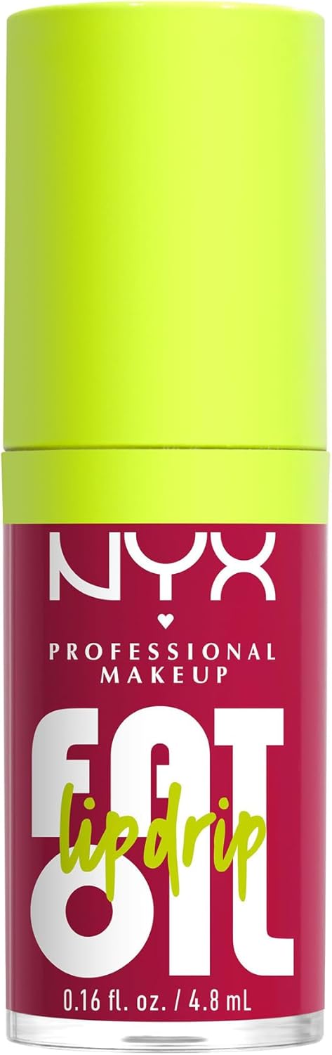 NYX Professional Makeup Lip Gloss, High Shine, Non-Sticky FInish, 12 Hours Hydrating, Fat Applicator, With Squalane, Raspberry and Cloudberry Oils, Fat Oil Lip Drip, Shade: Newsfeed-0