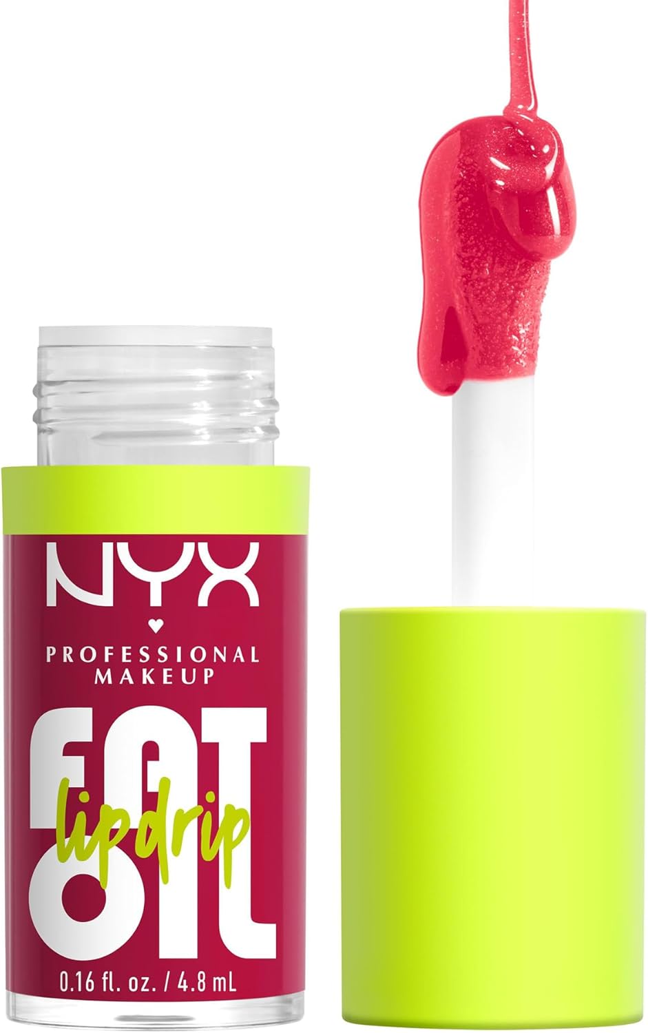 NYX Professional Makeup Lip Gloss, High Shine, Non-Sticky FInish, 12 Hours Hydrating, Fat Applicator, With Squalane, Raspberry and Cloudberry Oils, Fat Oil Lip Drip, Shade: Newsfeed-1