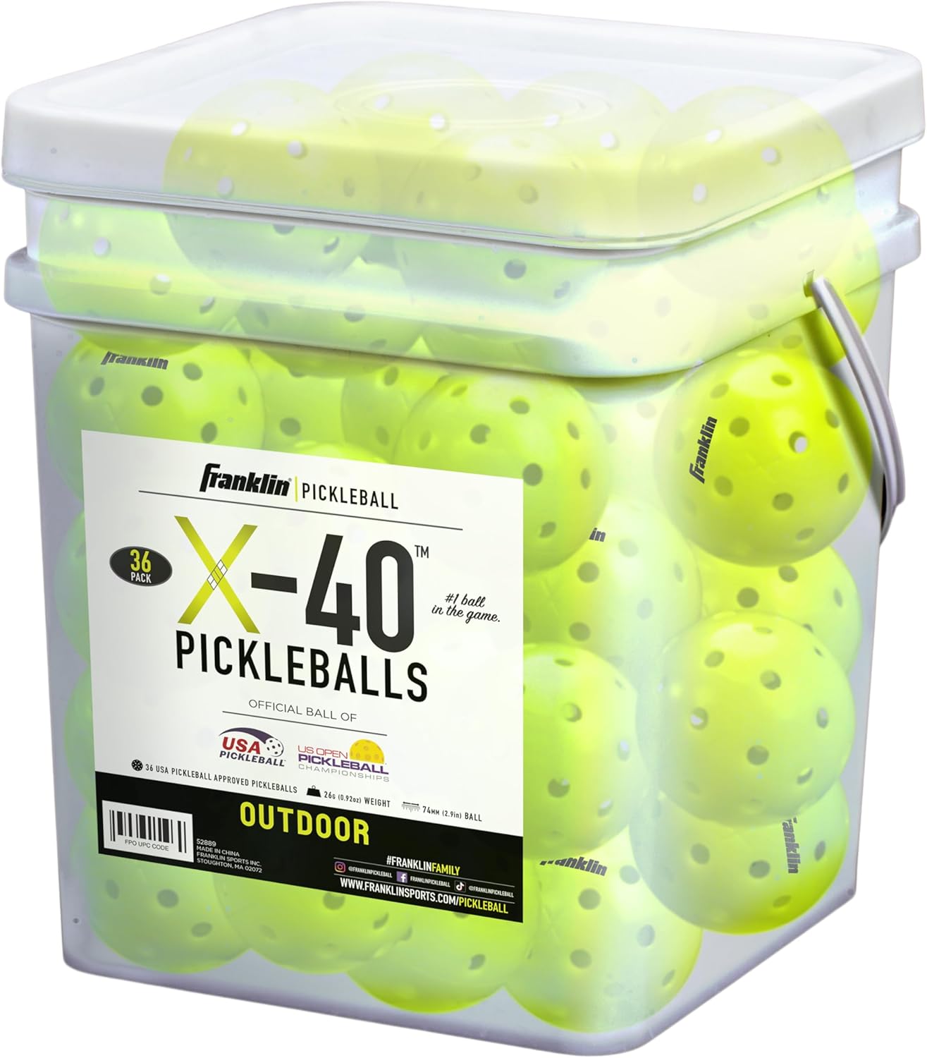 Franklin Sports Outdoor Pickleballs - X-40 Pickleball Balls - USA Pickleball (USAPA) Approved - US Open Ball-0