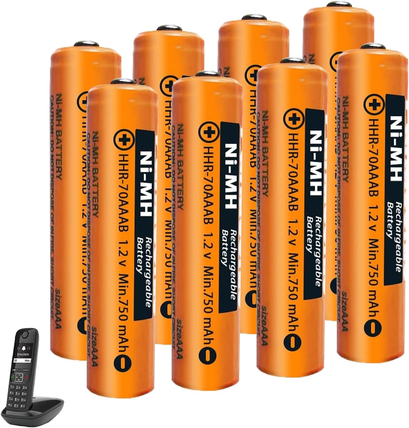 NI-MH Rechargeable AAA Battery for BT Gigaset Cordless Phones, 8 Pack 1.2V 750mAh Rechargeable AAA Batteries for Panasonic-0