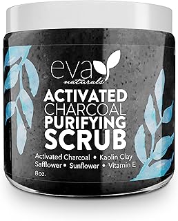 Eva Naturals Activated Purifying Charcoal Scrub- Facial Exfoliator and Exfoliate for Face- Face Scrub for Women- Face Exfoliator, Exfoliating Face Wash, Facial Scrub, Face Exfoliant