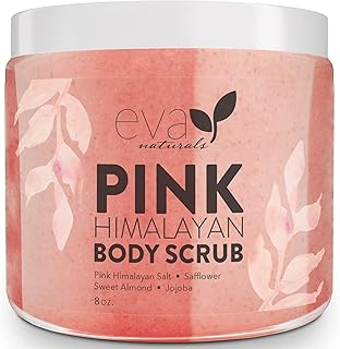 Pink Himalayan Body Scrub By Eva Naturals- Exfoliating Body Scrub, Body Exfoliator, and Foot Scrub - Body Scrubs for Women and Men - Provides Deep Moisture and Nourishment for Skin