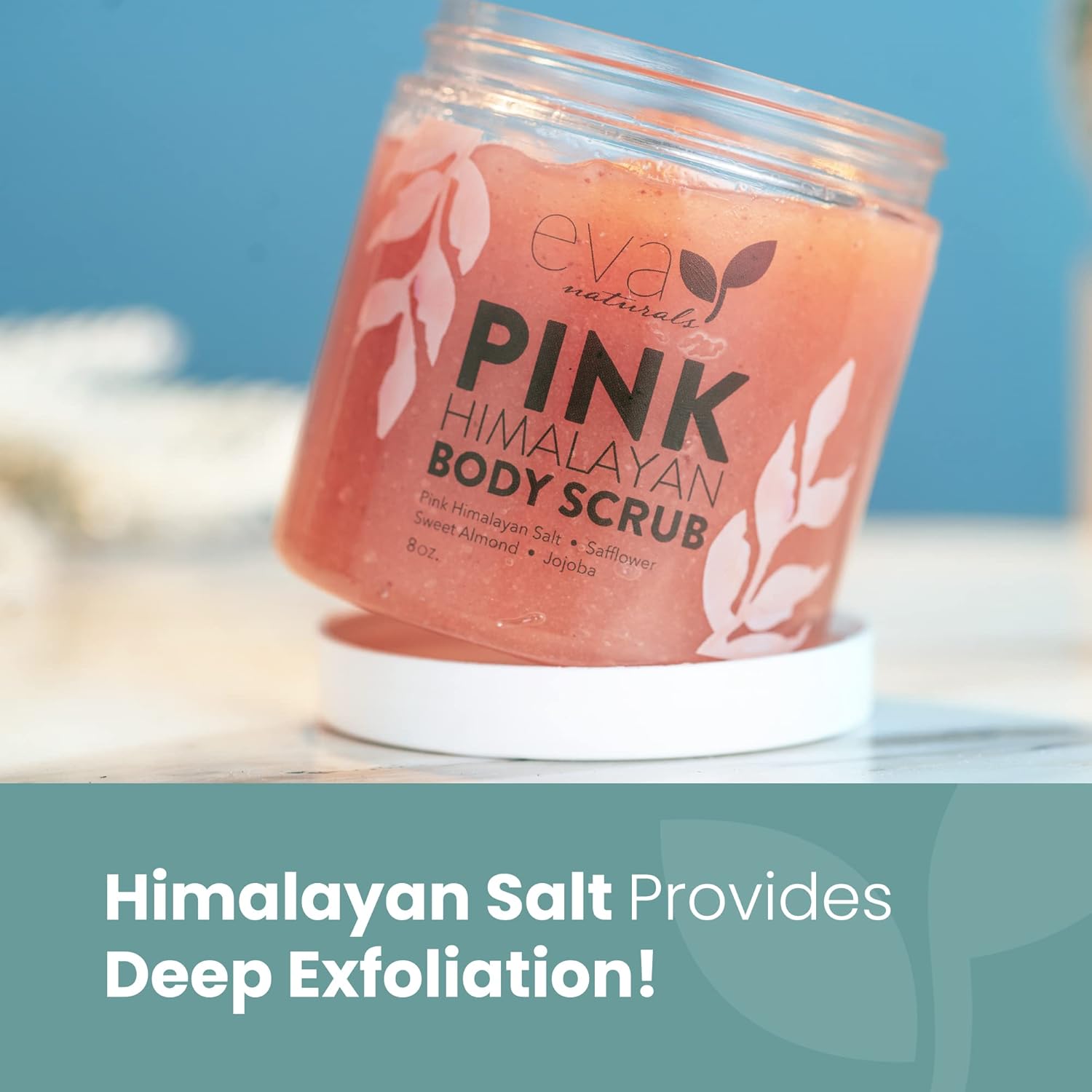 Pink Himalayan Body Scrub By Eva Naturals- Exfoliating Body Scrub, Body Exfoliator, and Foot Scrub - Body Scrubs for Women and Men - Provides Deep Moisture and Nourishment for Skin-1