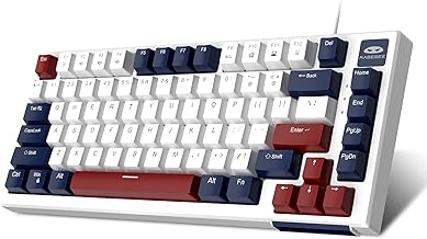 81-Key Mechanical Keyboard,Hot-Swappable 75% Keyboard,Gaming Keyboard with Ice Blue Backlit,Anti-Ghosting Gaming Keyboard with Red Switches for Windows Mac PC(Blue White,Blue Switches)