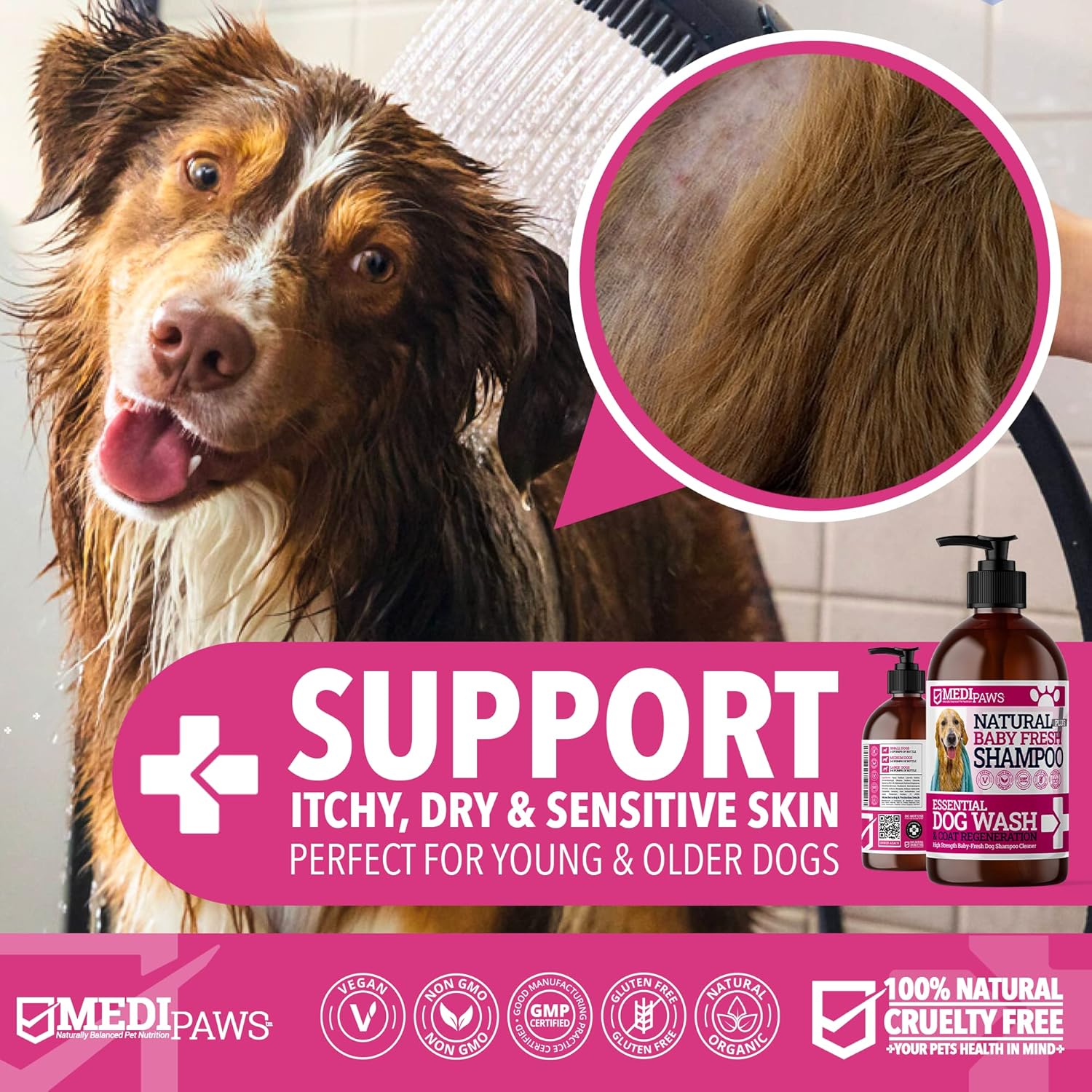 MediPaws Shampoo for Dogs 1000ml | Deodorization & Cleansing Dog Itchy Skin | Perfect Scratchy Dog Shampoo For Fleas | Fast-absorbing, Easy-To-Rinse Formula | Perfect For Dogs With Sensitive-2