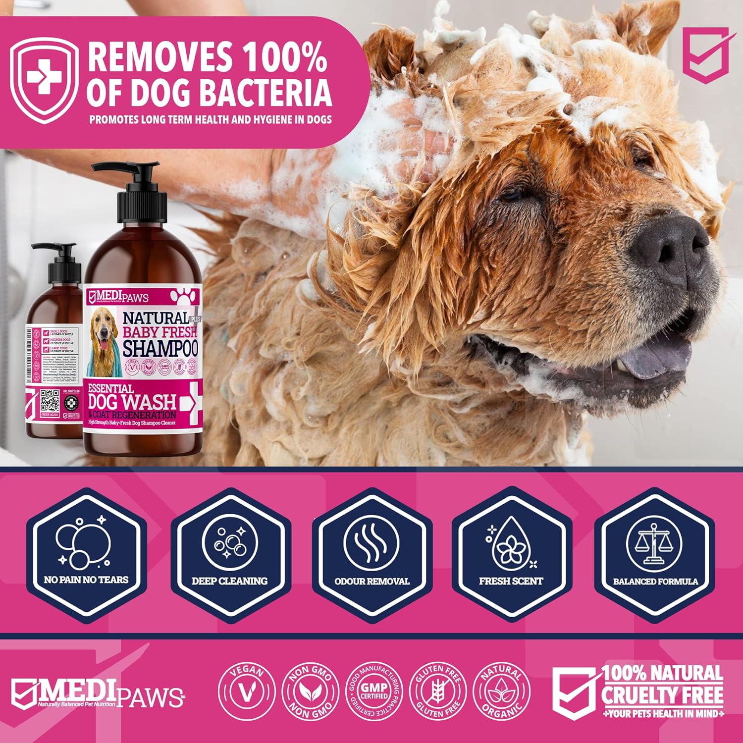 MediPaws Shampoo for Dogs 1000ml | Deodorization & Cleansing Dog Itchy Skin | Perfect Scratchy Dog Shampoo For Fleas | Fast-absorbing, Easy-To-Rinse Formula | Perfect For Dogs With Sensitive-3