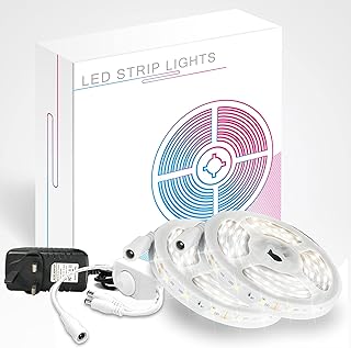 phopollo White Led Strip Lights, 15M Dimmable Daylight White, 900 LEDs 6500K Flexible Tape Led Lights for Vantiy Mirror, Kitchen Cabinet, Stair (2 Rolls of 7.5m)