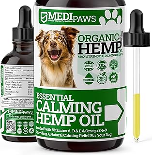 MediPaws® Dog Calming Hemp Oil Supplement | For Dog Emotions, Dog Barking | Omega 3,6,9 | Supports & Maintains Healthy Joints | Add To Food Or Chew's | 50ml