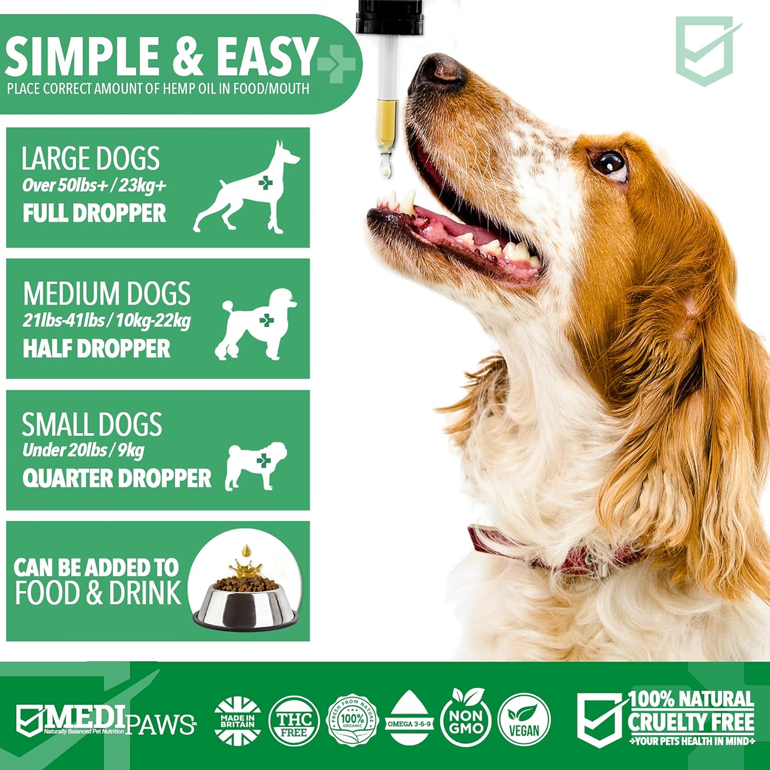 MediPaws® Dog Calming Hemp Oil Supplement | For Dog Emotions, Dog Barking | Omega 3,6,9 | Supports & Maintains Healthy Joints | Add To Food Or Chew's | 50ml-5