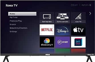 RCA Roku TV 32" Smart TV, RK32HN1 32 Inch HD TV with Apple TV+ BBC Netflix Freeview, DVB-T2/T Dolby Audio HDMI USB, Ideal Television for Small Lounge