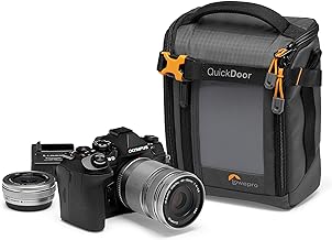 Lowepro QuickDoor Camera Bag Organiser, Adjustable Dividers, Mirrorless Camera Pouch, Grey/Orange