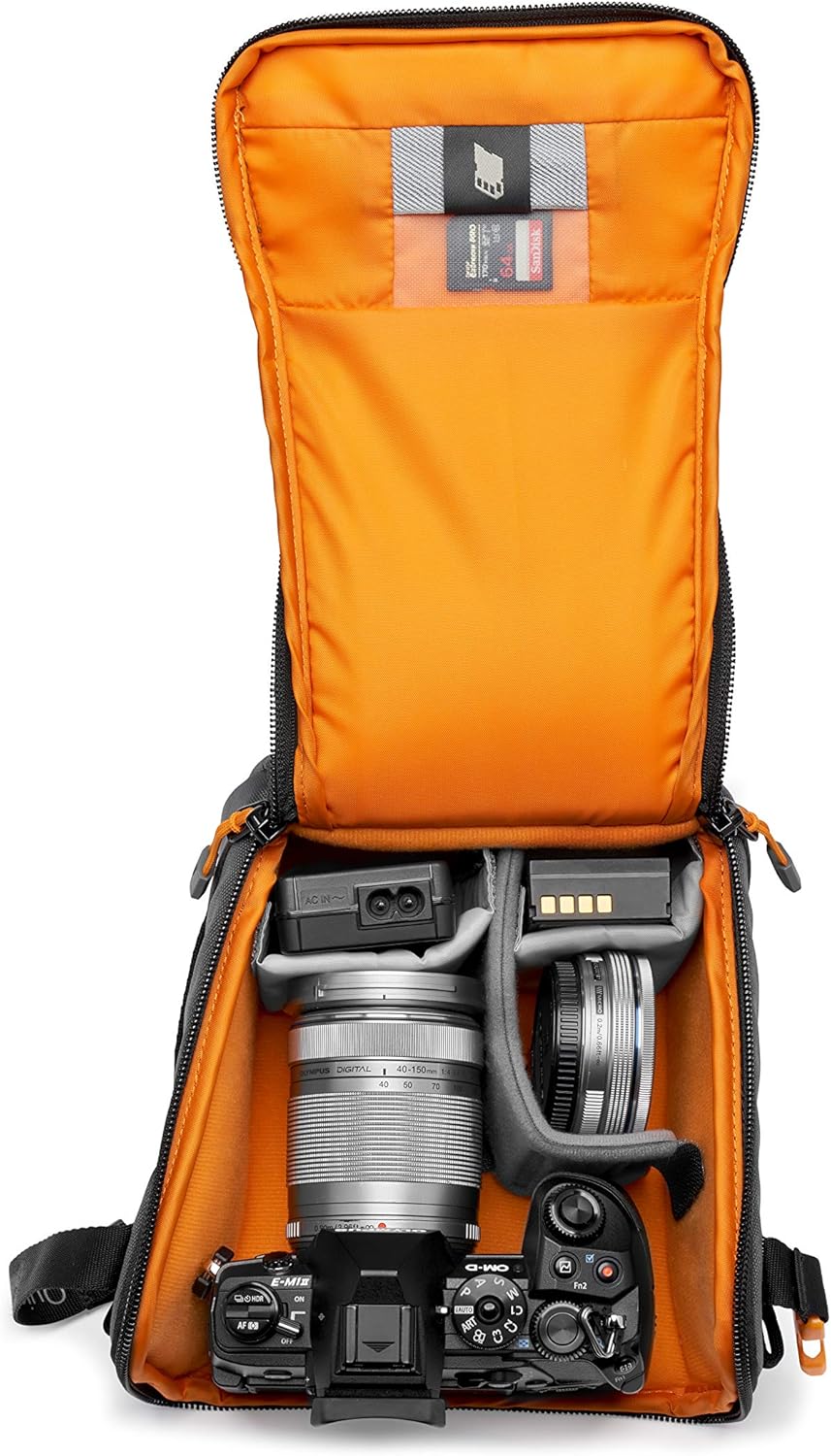 Lowepro QuickDoor Camera Bag Organiser, Adjustable Dividers, Mirrorless Camera Pouch, Grey/Orange-4