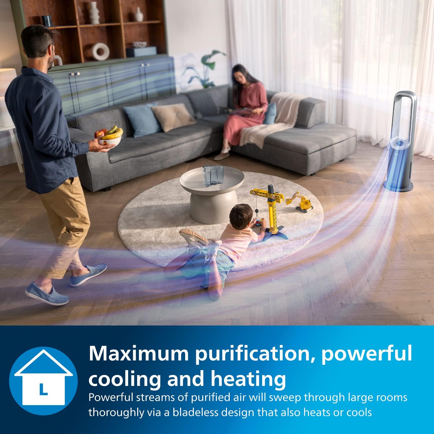 Philips Air Performer 3-in-1: Purifier, Heater & Cooling Fan – Cleans 70m², Removes 99.97% of Allergens and Pollutants. HEPA Filter, Smart Sensors, Alexa, App. Quiet & Energy Efficient (AMF870/35)-2