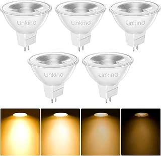 Linkind MR16 LED Bulbs, Dimmable GU5.3 Led Light Bulb,12 Volt led Spotlights Ceiling Lights Bulbs 2 Pin, 5.5W Equivalent to 50W Halogen, Warm White 2700K, 465LM, 5pack