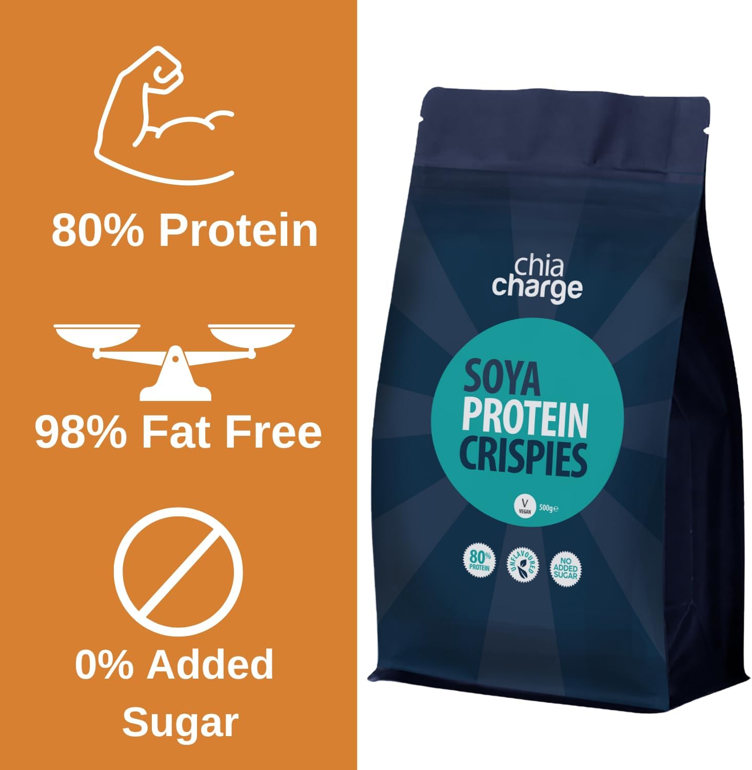 80% Protein Soya Crispies - High Protein for Adults and Kids - Healthy, Gluten Free Vegan Snack - Low Fat Food, No Sugar Crispies (500g)-1