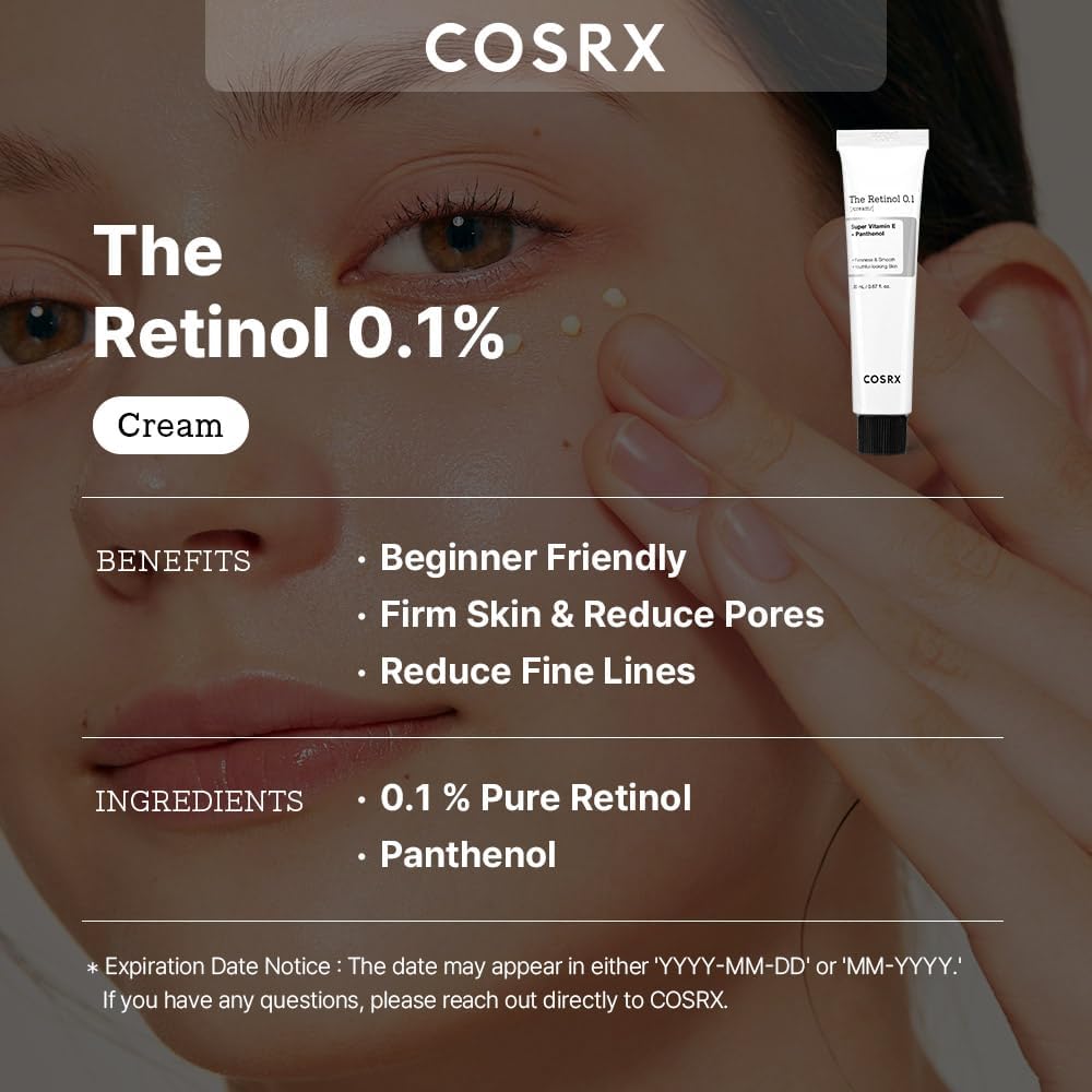 COSRX The Retinol 0.1 Cream 20ml / 0.67 fl.oz. Anti-aging Cream for Face, Reduce Wrinkles, Fine Lines, and Signs of Aging, Gentle Skin Care for Day and Night,Korean Skincare-2