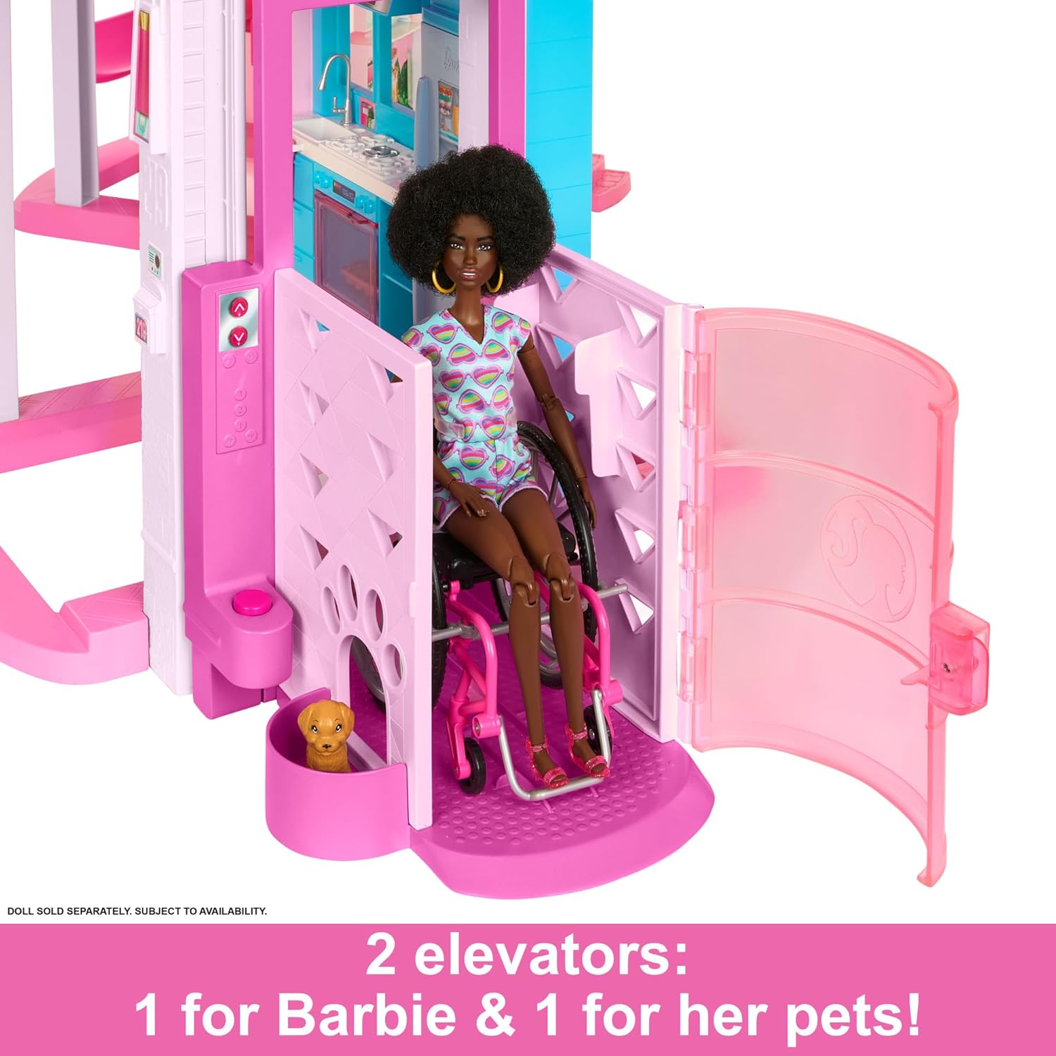 Barbie Dreamhouse, 3-Storey Barbie House with 10 Play Areas Including Pool, Slide, Elevator, 75 Doll Accessories, Toy Puppy, Adult Assembly Required, Toys for Ages 3 and Up, One Toy House, HMX10-4