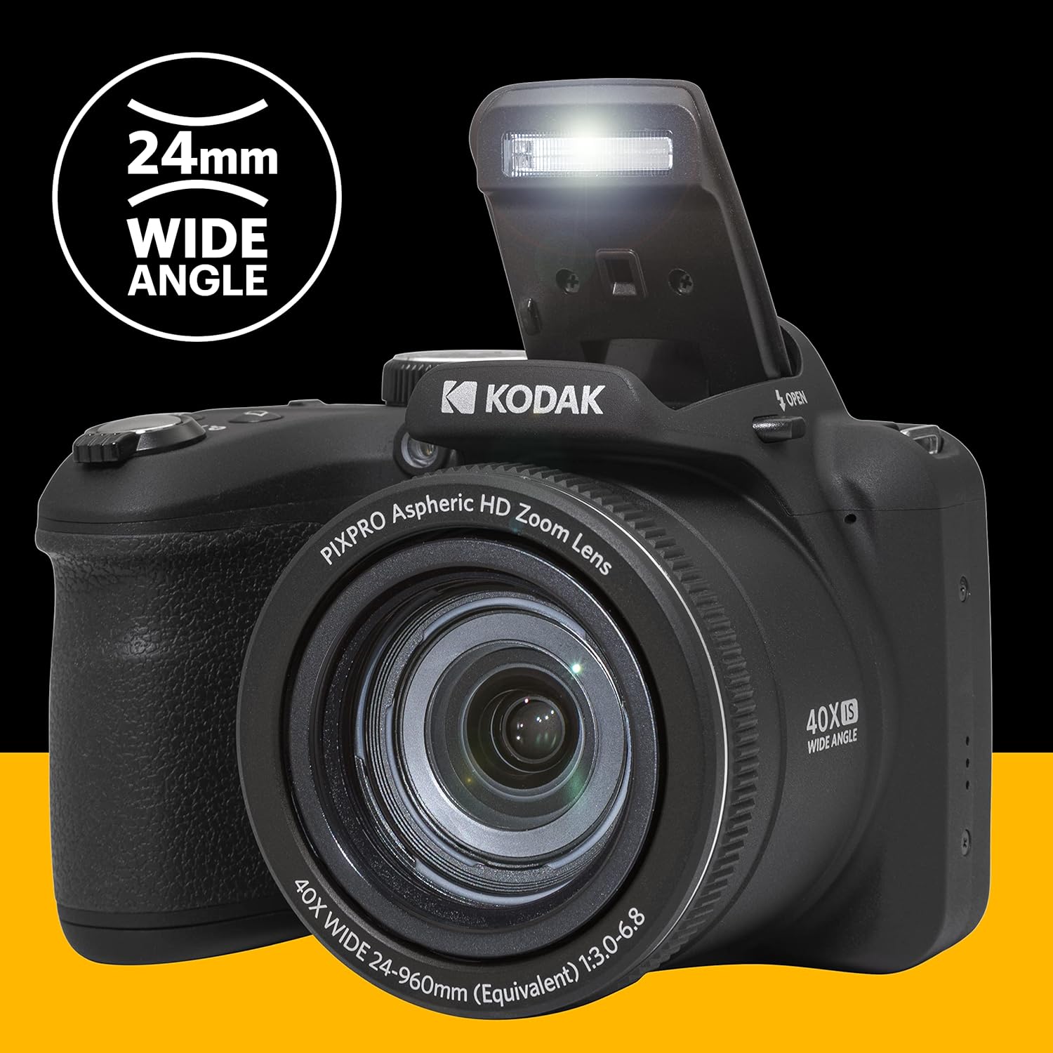 KODAK Pixpro Astro Zoom AZ405 - Digital Bridge Camera, 40x Zoom, 24 mm Wide-angle Lens, 20 Megapixels, 3" LCD Display, 1080p Full HD Video, OIS, AA Battery - Black-4