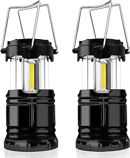 Jsdoin Camping Lights, 2 x Camping Lantern Battery Operated Portable LED Camping Lamp with Foldable Hook, Tent Lights Waterproof Outdoor Hanging Lamp for Emergency, Hiking, Camping, Black