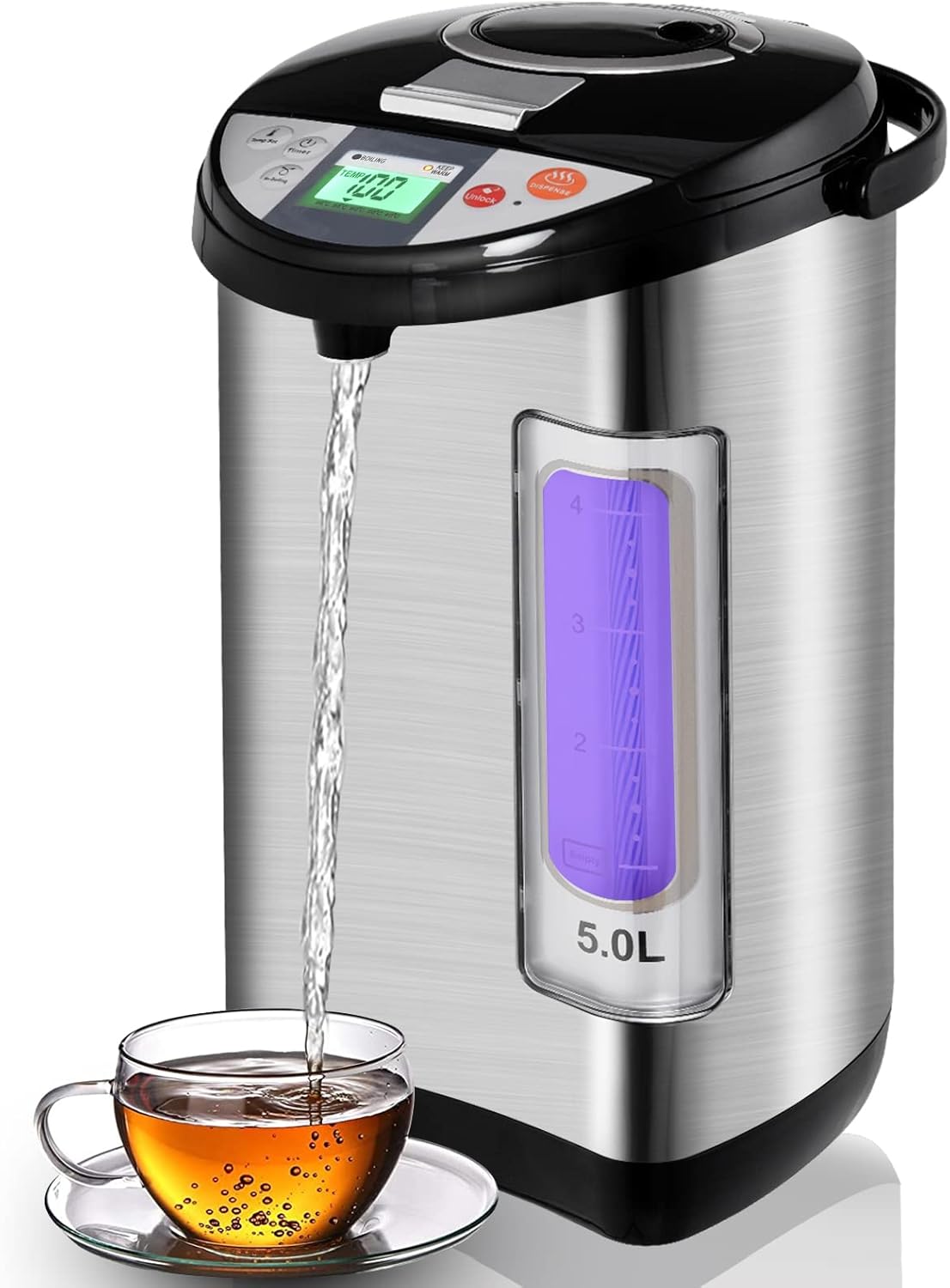 TANGZON 5L Instant Hot Water Dispenser, Thermal Stainless Steel Water Boiler with 5 Temperature Settings, 24H Timer, Auto Re-Boil & Rotatable Base, Electric Instant Kettle for Home Office Brewing-0