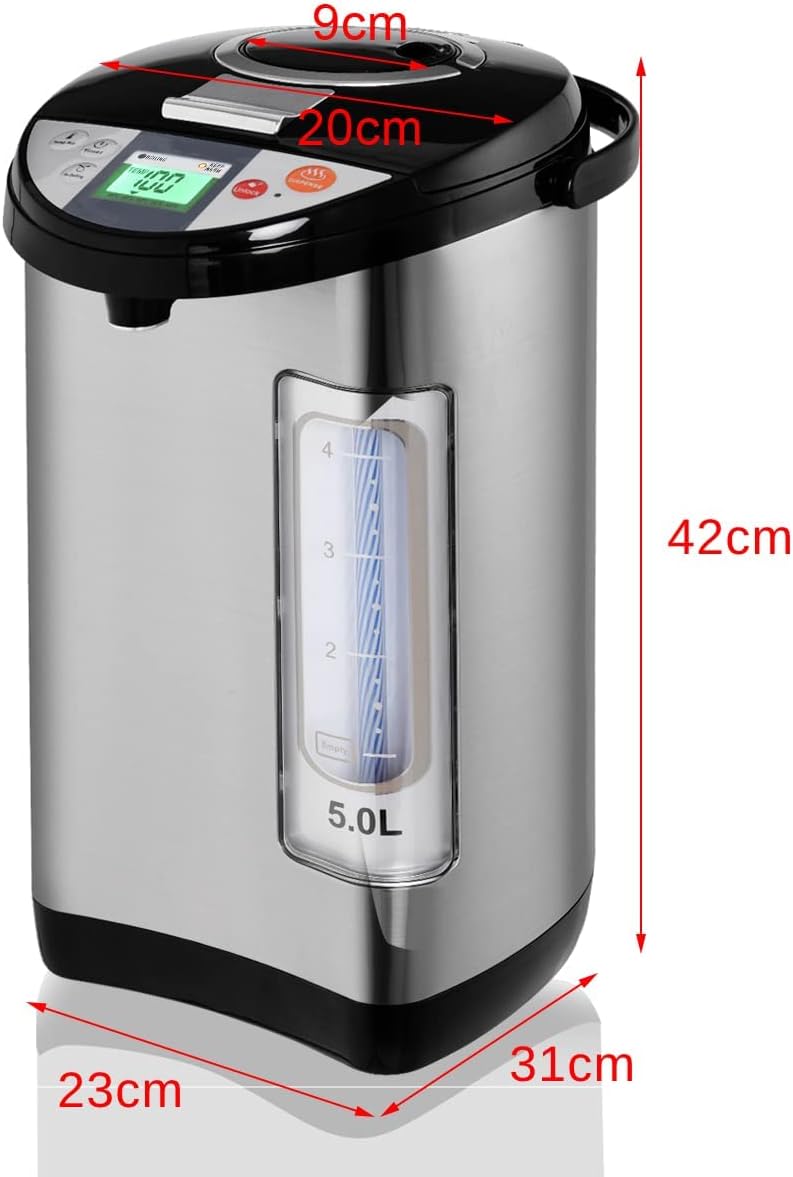 TANGZON 5L Instant Hot Water Dispenser, Thermal Stainless Steel Water Boiler with 5 Temperature Settings, 24H Timer, Auto Re-Boil & Rotatable Base, Electric Instant Kettle for Home Office Brewing-6