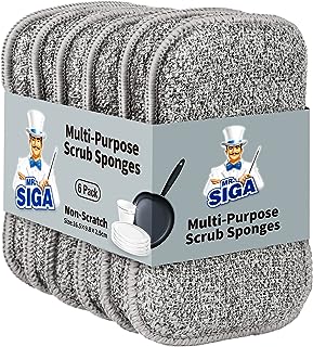 MR.SIGA Dual-sided Scrub Sponges, Dishwashing Sponges for Kitchen, 6 Pack