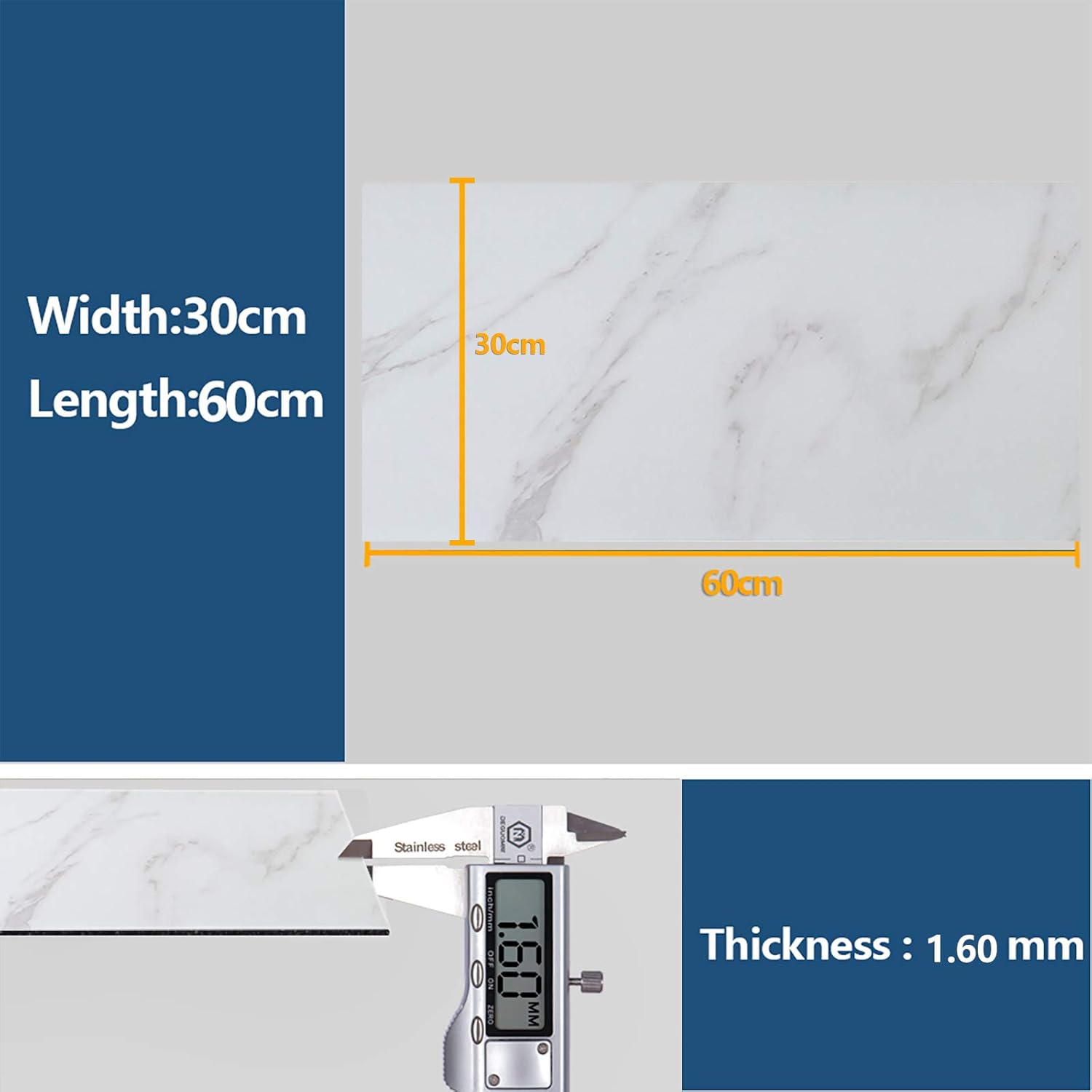 VEELIKE White Marble Floor Tile 60cm x 30cm 24 Pieces Self Adhesive Vinyl Flooring Stick on Floor Tiles Floor Stickers for Bathroom Kitchen Vinyl Tiles Waterproof Peel and Stick Tiles Living Room-6