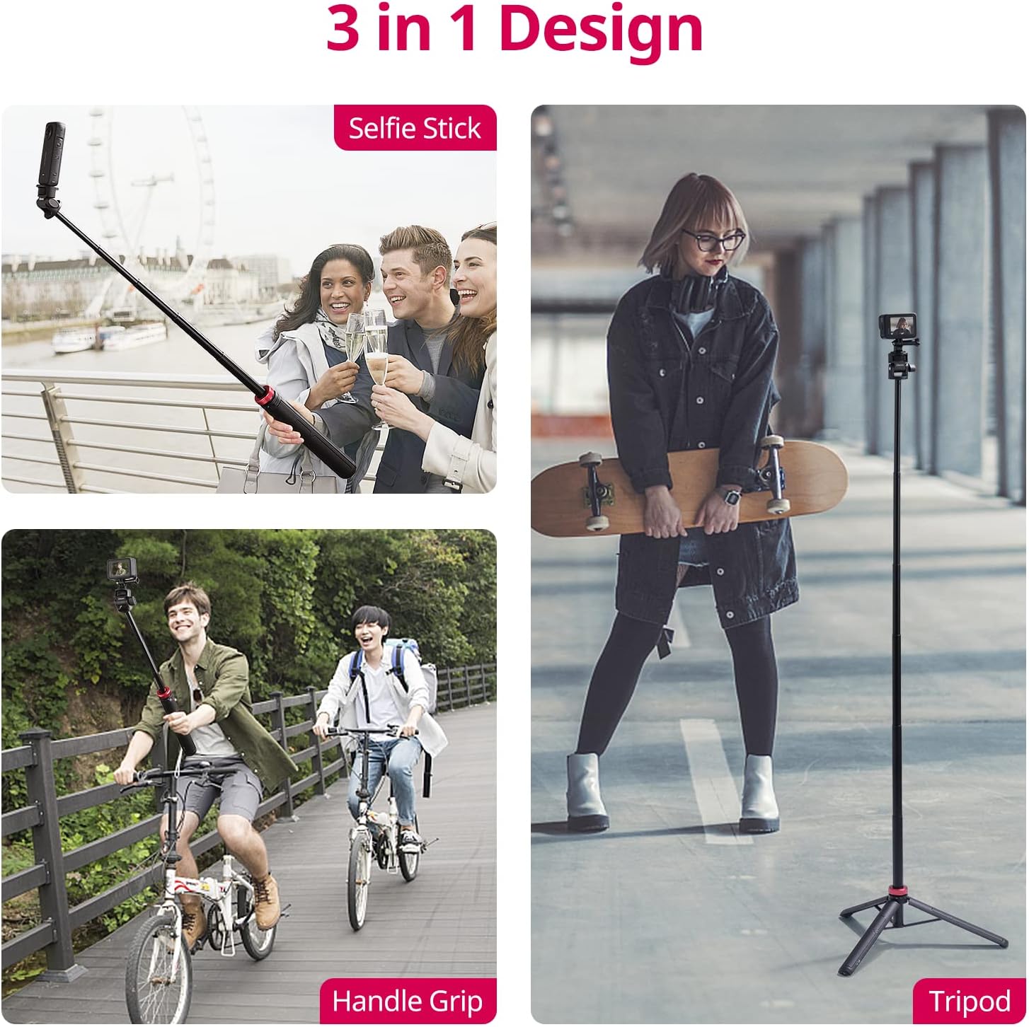 59Inch/146cm Selfie Stick Tripod for Gopro ULANZI MT-71 Long Extendable Vlog Handle Portable Lightweight Tripod Stand Compatible with Gopro Hero 12/11/10/9/8/7 Insta360 One XR/RS/GO DJI Action-5