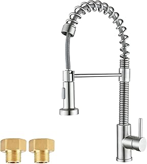 Kitchen Taps with Pull Out Spray, Kitchen Sink Mixer Tap with Pull Down Dual Modes Sprayer, MCADYS Brushed Steel Kitchen Tap, High Arc Single Lever Kitchen Sink Tap