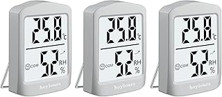 hoyiours Hygrometer, Room Thermometer Indoor, Humidity Gauge, Humidity Meter, Digital Temperature and Humidity Monitors for Home, Baby Room, Greenhouse, Plants, Reptile, Basement, Humidor - 3 Pack