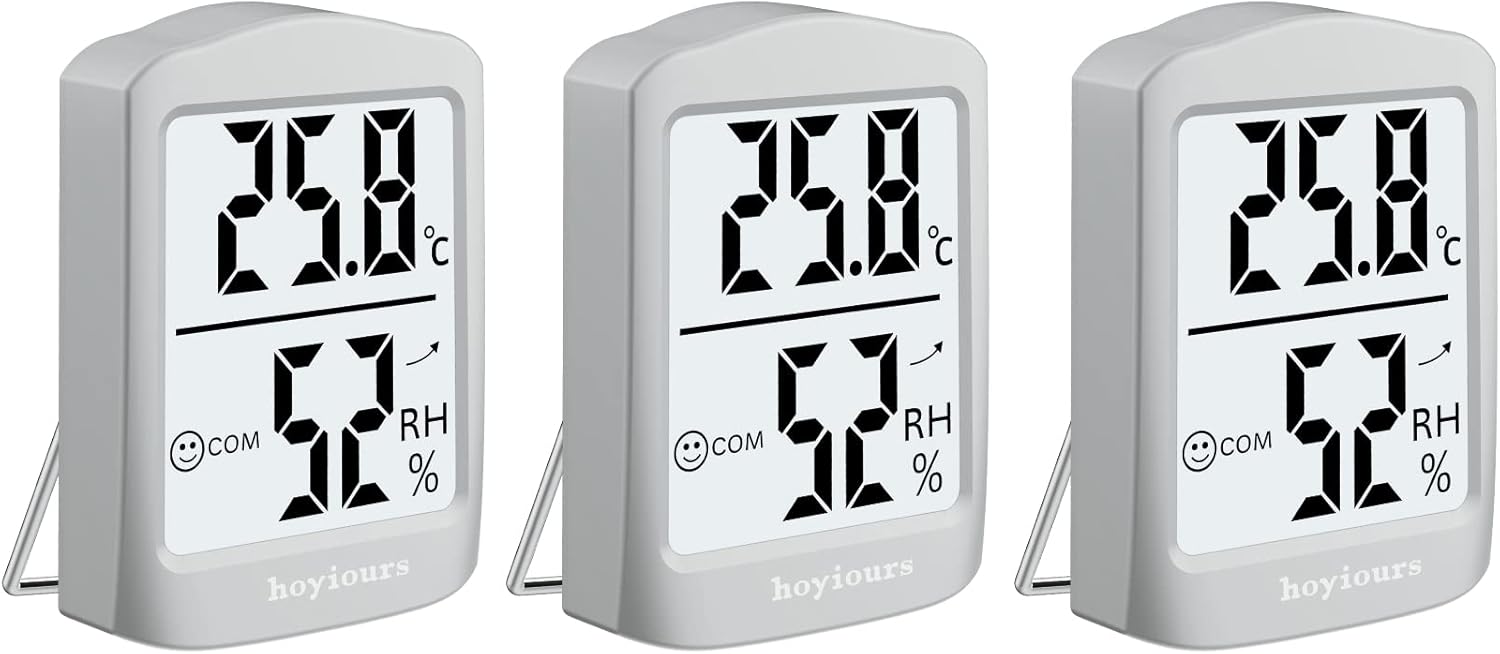 hoyiours Hygrometer, Room Thermometer Indoor, Humidity Gauge, Humidity Meter, Digital Temperature and Humidity Monitors for Home, Baby Room, Greenhouse, Plants, Reptile, Basement, Humidor - 3 Pack-0