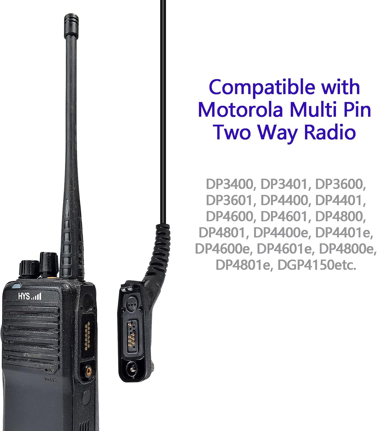 UAYESOK Radio Shoulder Speaker Mic, Walkie Talkie Handheld Microphone, Remote Multi Pin Mic Compatible with Motorola DP3400 DP3600 DP3401 DP3601 DP4400 DP4401 DP4600 DP4600 DP4800 DP4801 2 Way Radio-3