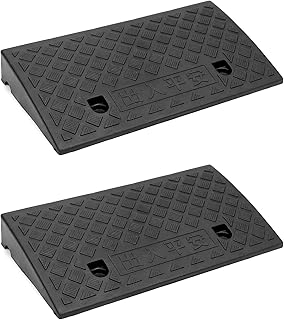 QWORK® 2PCS Plastic Curb Ramps, Door Ramp, Threshold Ramps, For Wheelchairs, Motorcycle, 49x27x7 cm