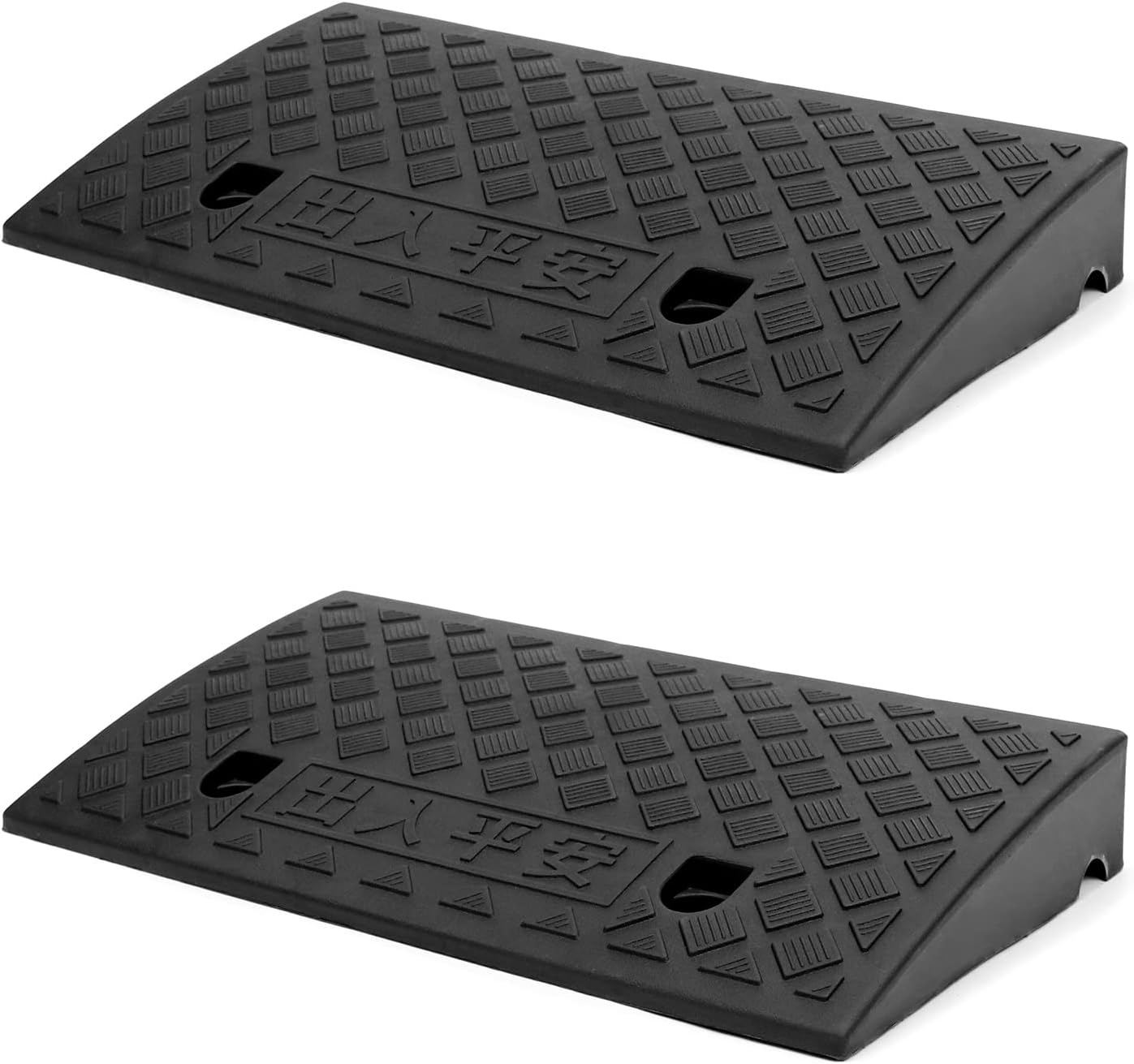 QWORK® 2PCS Plastic Curb Ramps, Door Ramp, Threshold Ramps, For Wheelchairs, Motorcycle, 49x27x7 cm-6