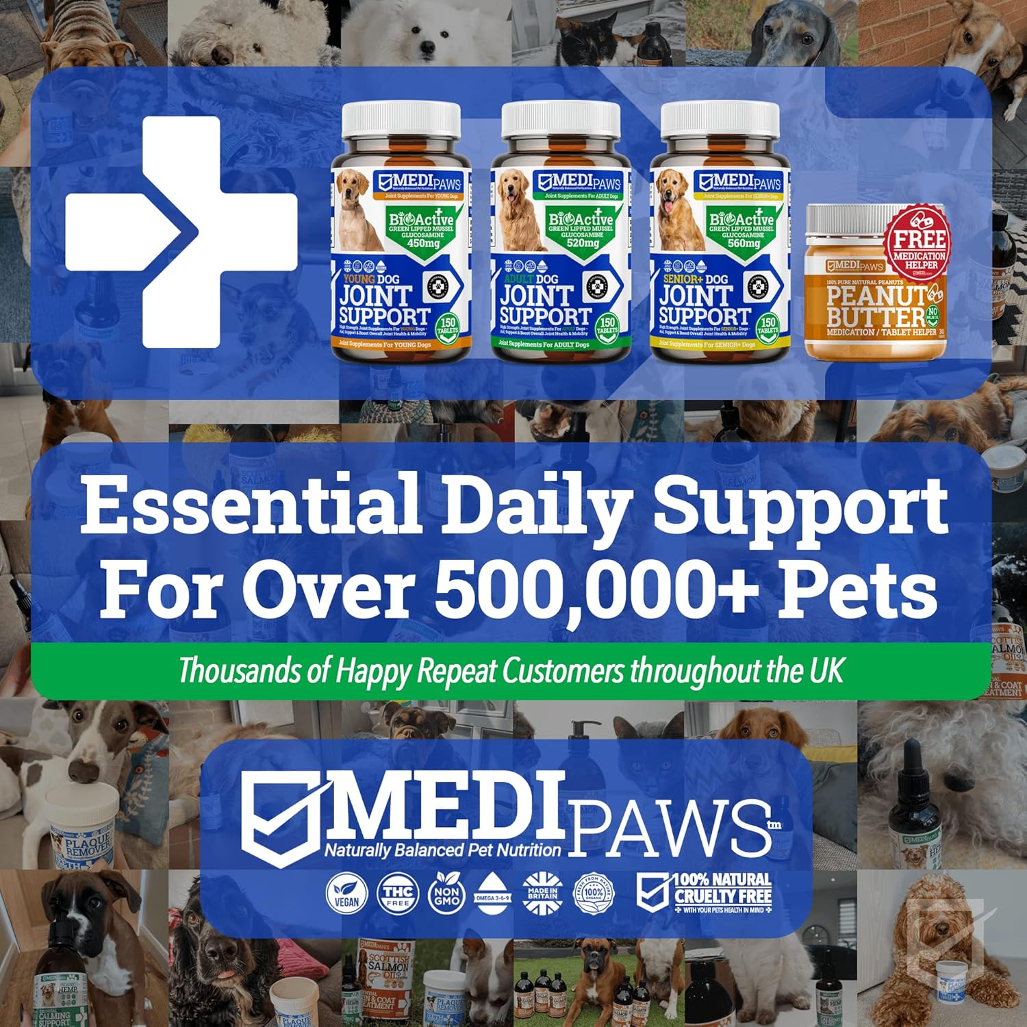 MediPaws Hip and Joint Tablets For Adult Dogs With Peanut Butter | 150x Joint Supplement For Dogs | High Strength Joint Supplement for Senior Dogs, with Glucosamine, Chondroitin, Green Lipped Mussel-6