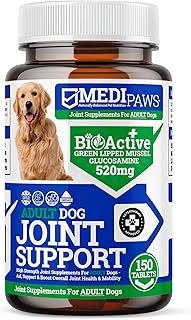 MediPaws Hip and Joint Tablets For Adult Dogs With Peanut Butter | 150x Joint Supplement For Dogs | High Strength Joint Supplement for Senior Dogs, with Glucosamine, Chondroitin, Green Lipped Mussel