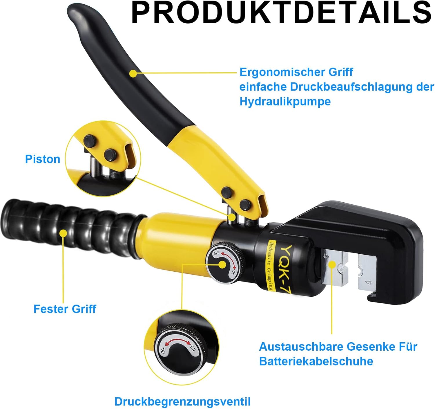 Solsop Hydraulic Crimping Pliers - Crimping Pliers Hydraulic Crimping Pliers with 9 Sets of Crimping Shapes 4-70 mm² for Copper Aluminium Cable Lugs-2