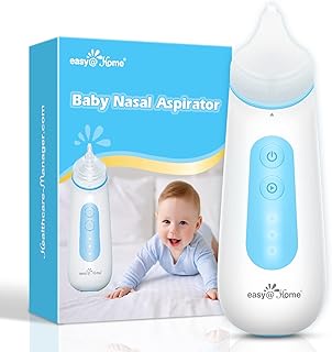 Easy@Home Nasal Aspirator Electric: Automatic Remover Suction Machine for Infant Aspiration Kids Cleaner - Electronic Aspirator for Nose Mucus | 3 Levels of Intensity | Night Light Observation