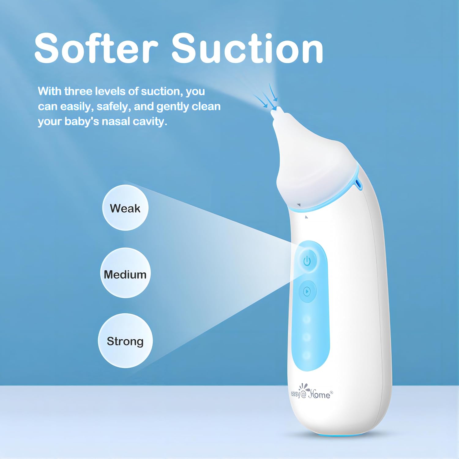 Easy@Home Nasal Aspirator Electric: Automatic Remover Suction Machine for Infant Aspiration Kids Cleaner - Electronic Aspirator for Nose Mucus | 3 Levels of Intensity | Night Light Observation-3