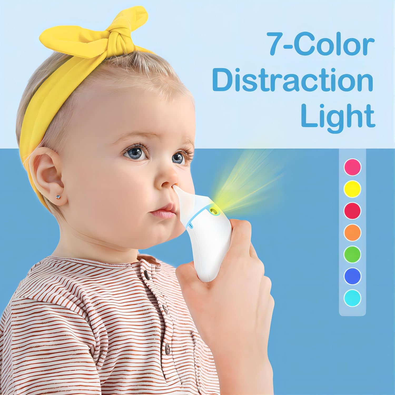 Easy@Home Nasal Aspirator Electric: Automatic Remover Suction Machine for Infant Aspiration Kids Cleaner - Electronic Aspirator for Nose Mucus | 3 Levels of Intensity | Night Light Observation-4