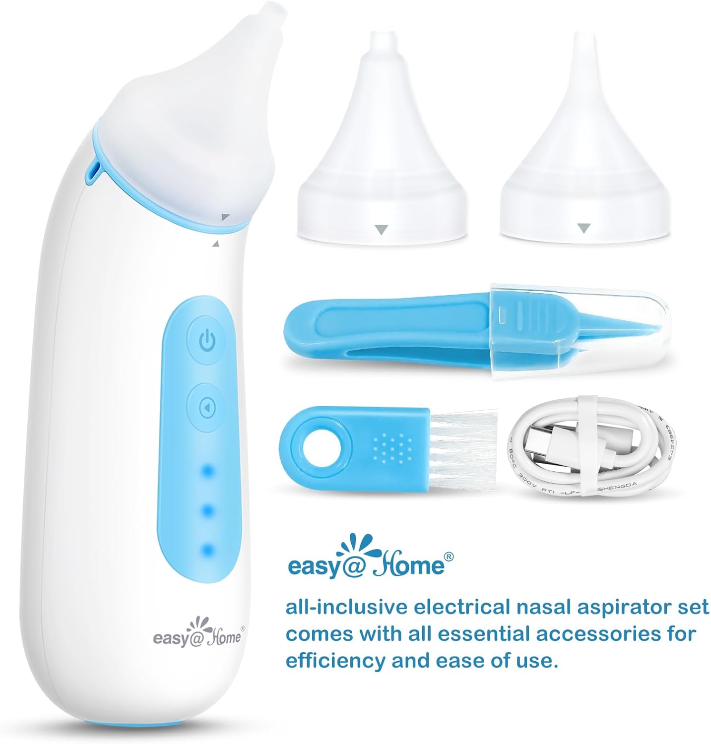 Easy@Home Nasal Aspirator Electric: Automatic Remover Suction Machine for Infant Aspiration Kids Cleaner - Electronic Aspirator for Nose Mucus | 3 Levels of Intensity | Night Light Observation-7