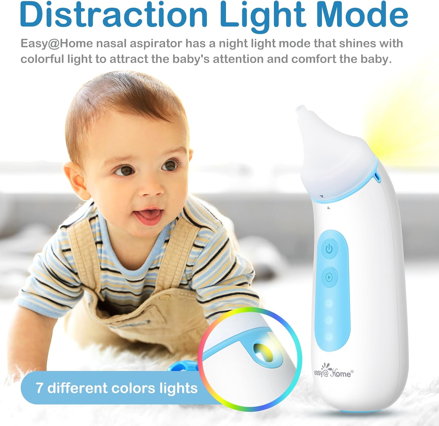 Easy@Home Nasal Aspirator Electric: Automatic Remover Suction Machine for Infant Aspiration Kids Cleaner - Electronic Aspirator for Nose Mucus | 3 Levels of Intensity | Night Light Observation-8