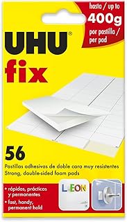 UHU Fix - Double Sided Sticky Glue Foam Pads - Strong Wall Adhesive Strips - Pack of 56