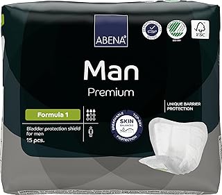 ABENA Man Formula 1 Incontinence Pads for Men, Eco-Labelled Mens Incontinence Pads, Extra Protection, Breathable & Comfortable with Fast Absorption, Discreet - 450ml Absorbency, 15PK