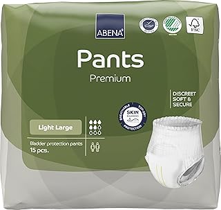 ABENA Incontinence Pants Light, Eco-Labelled Incontinence Pants for Men & Women, Comfortable, Protective & Discreet, Fast Absorption, Sustainable Incontinence Pads - L0, 900ml, 40-56" Waist, 15PK