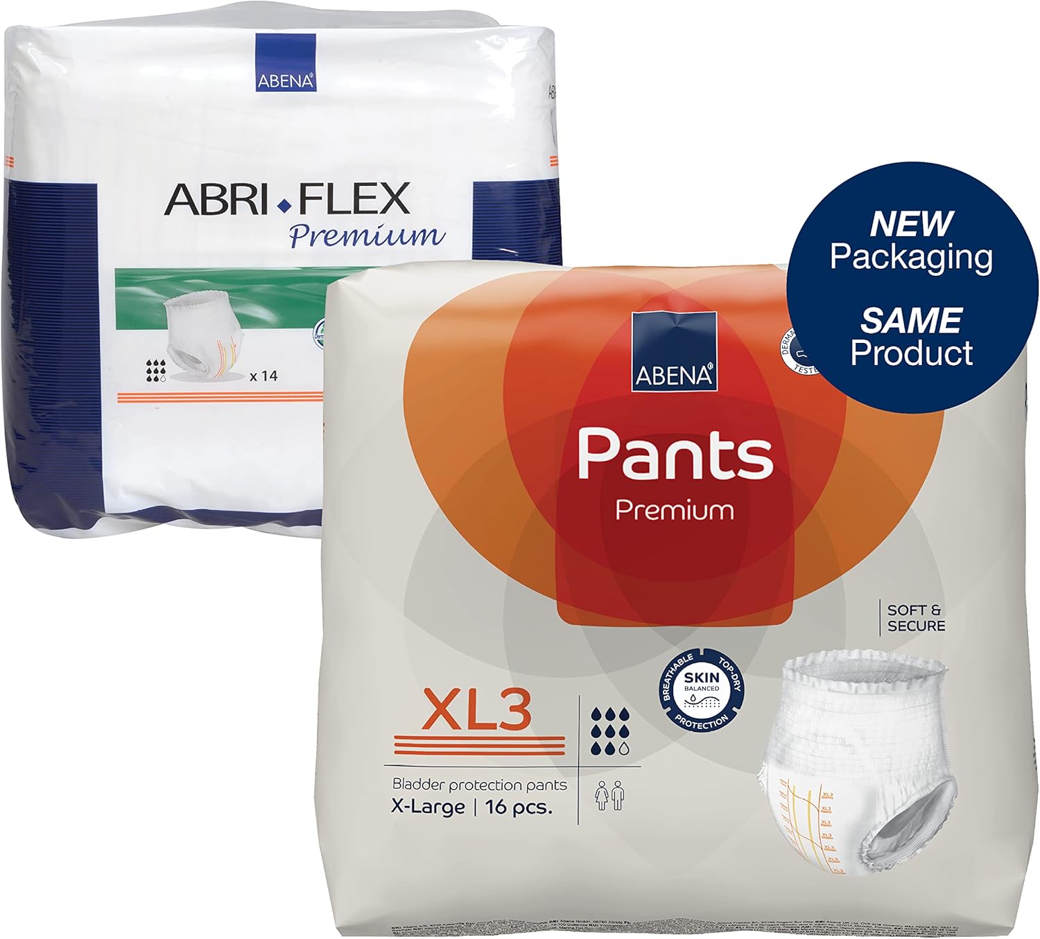 Abena Pants Premium Pull-Up Incontinence Pants, Eco-Labelled Incontinence Pants for Men & Women, Discreet, Protective, Breathable, Comfortable - XL 3, 130-170cm Waist, 2600ml Absorbency, 16PK-0