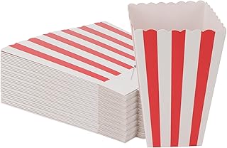 JAPCHET 96 PCS Popcorn Boxes, Striped Paper Popcorn Favor Boxes, Popcorn Carton Containers for Movie Night, Birthday, Party