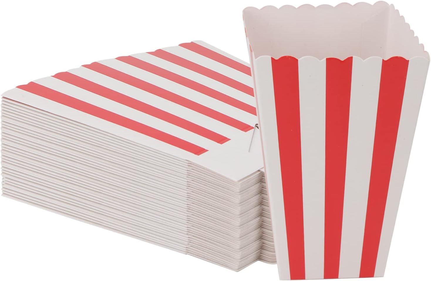 JAPCHET 96 PCS Popcorn Boxes, Striped Paper Popcorn Favor Boxes, Popcorn Carton Containers for Movie Night, Birthday, Party-0