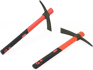 KEILEOHO 2 PCS 15 Inch Garden Pick Mattock, 38x23cm Red Small Mattock Pickaxe with Handle, Garden Mattock for Gardening